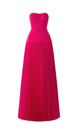 ALIENOR ROSE RED STRAPLESS MAXI DRESS-Fashionslee
