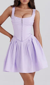 ATTINA PURPLE PLEATED MINI DRESS-Fashionslee