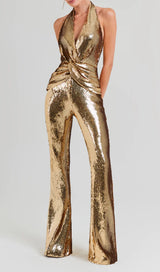 ANDRINA GOLD SEQUIN JUMPSUIT-Fashionslee