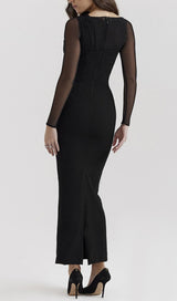 ANNETTE BLACK PLUNGE MAXI DRESS-Fashionslee