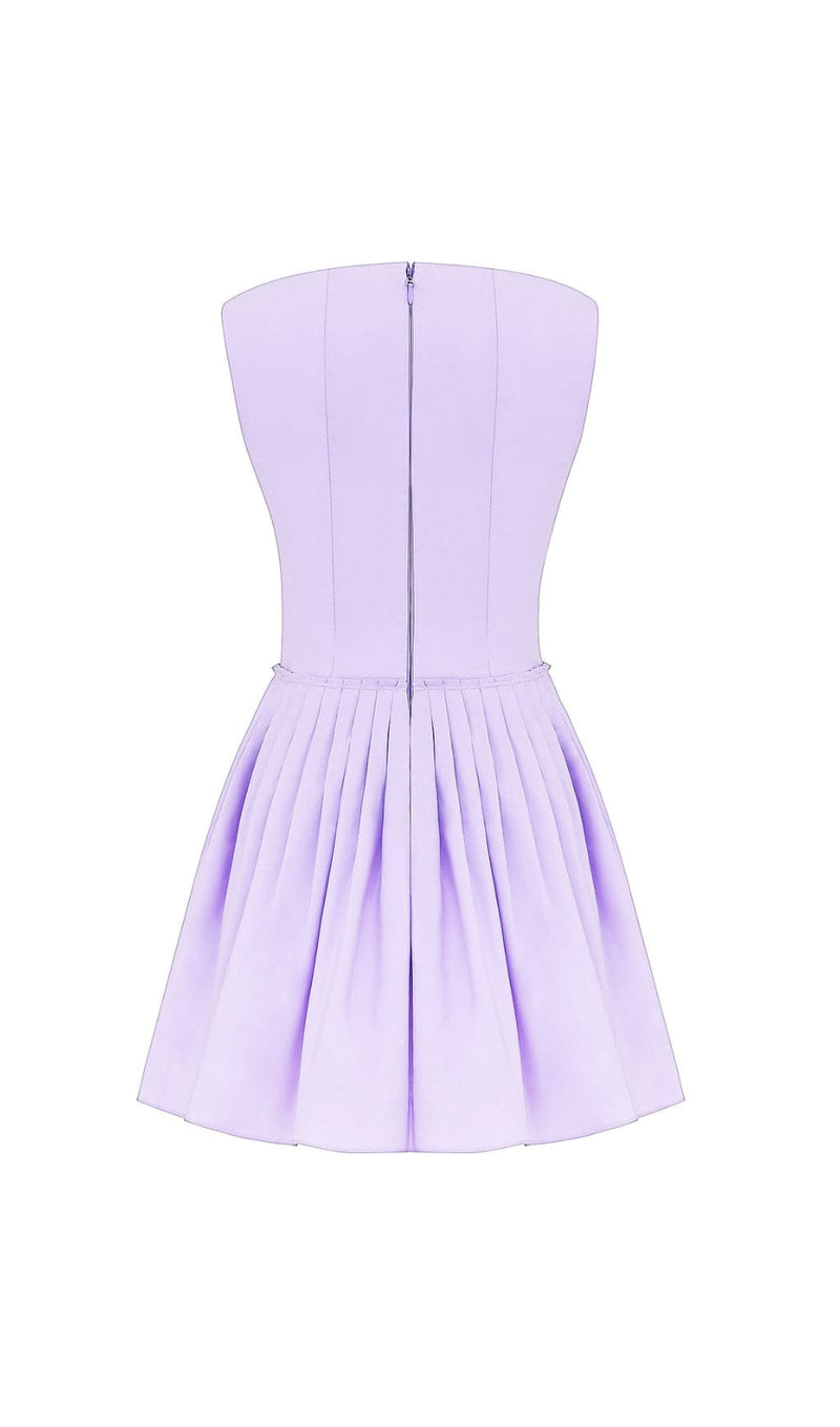 ATTINA PURPLE PLEATED MINI DRESS-Fashionslee