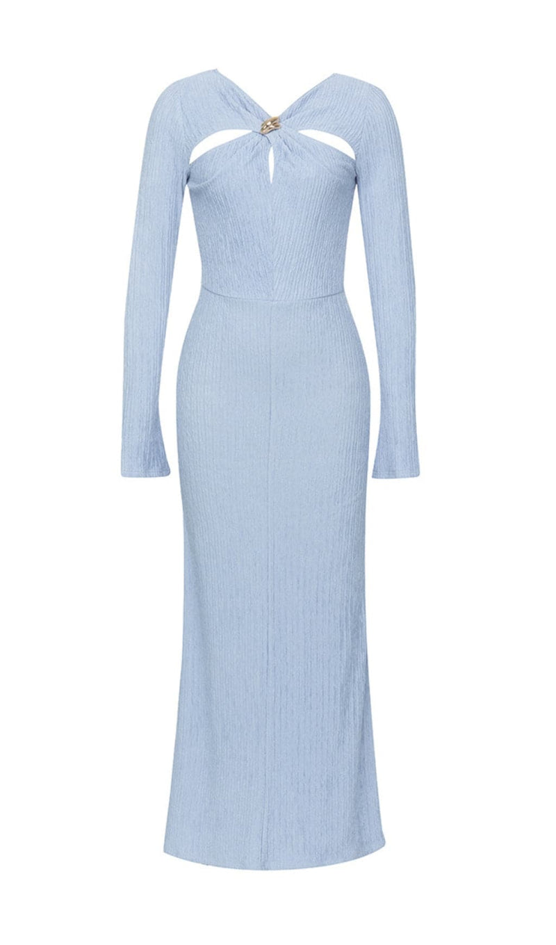 APOLLINE BLUE CUTOUT MAXI DRESS-Fashionslee