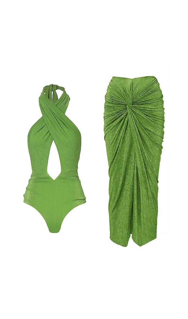 ARIANWYN HALTER SWIMSUIT AND SKIRT-Fashionslee