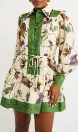 ALAYA GREEN PINTED MINI DRESS-Fashionslee