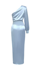 ALVIS BLUE SATIN MAXI DRESS-Fashionslee