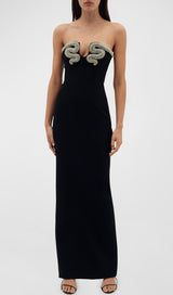 ALIZÉE CRYSTAL-SNAKE STRAPLESS GOWN-Fashionslee