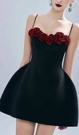 ALAMEA BLACK FLORAL BUST MINI DRESS-Fashionslee