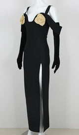ALO BLACK FLOWER MAXI DRESS-Fashionslee