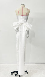 AKILINA WHITE BOW MINI DRESS-Fashionslee