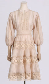 ASTREA PUFF SLEEVE EMBROIDERY MINI DRESS-Fashionslee