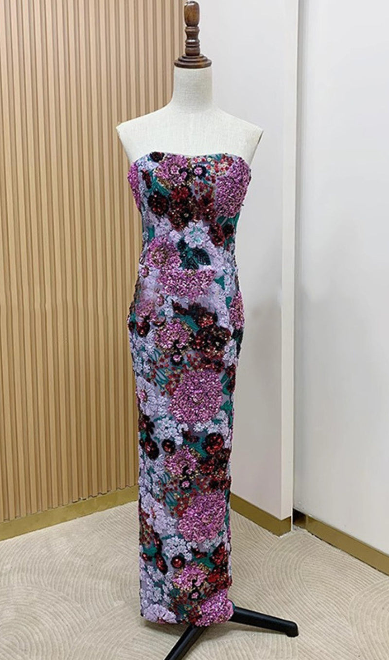 ANKE FLORAL SEQUIN MAXI DRESS-Fashionslee