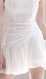STRAPPY RUFFLED MINI DRESS IN WHITE-Fashionslee