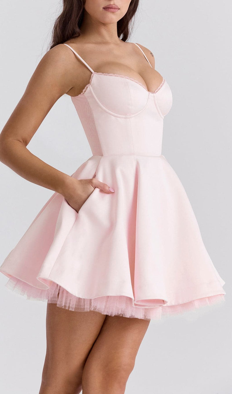 AUBERTA PINK STRAPPY MINI DRESS-Fashionslee