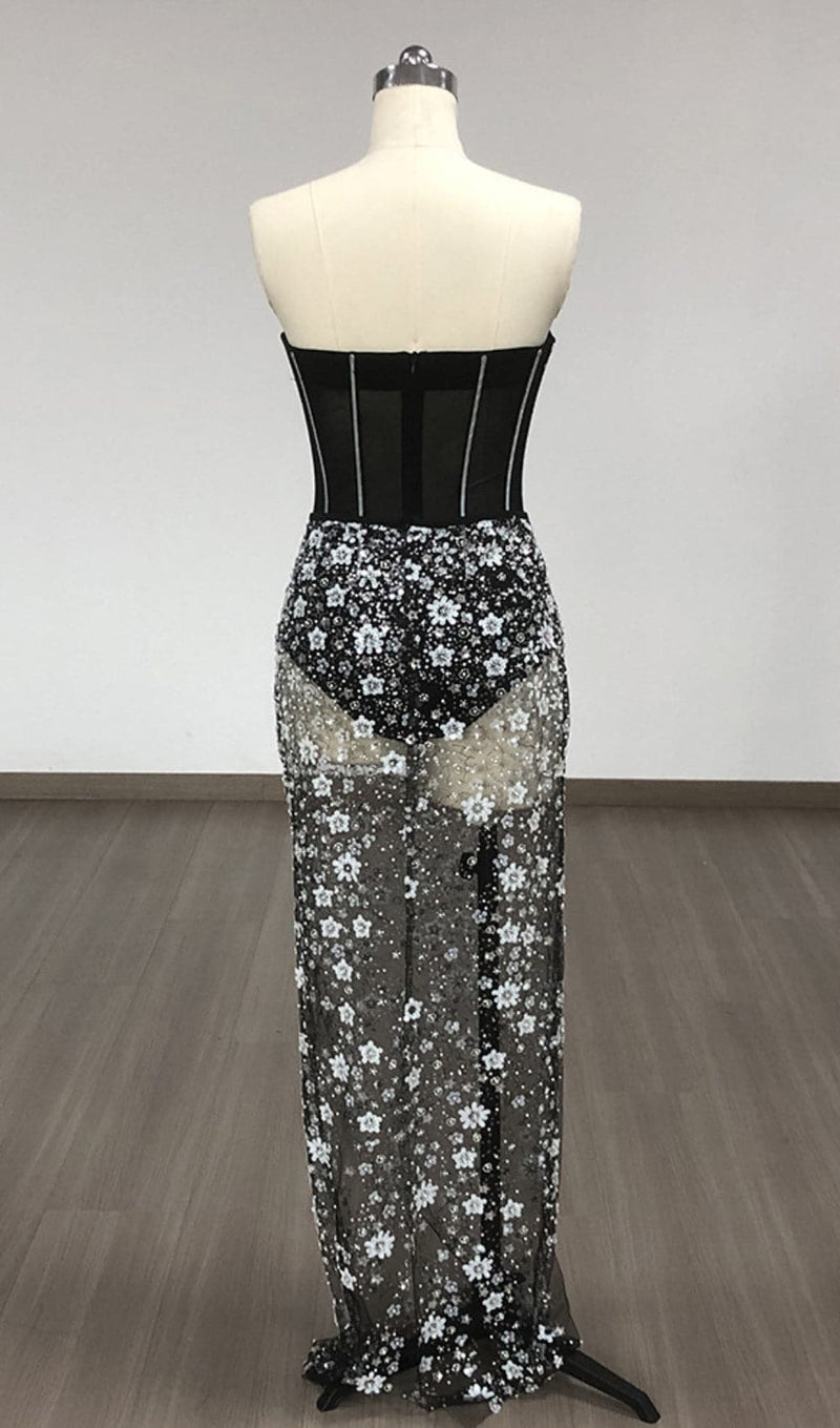 AUBRIELLA SEQUIN FLOWER SKIRT SET-Fashionslee