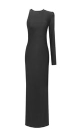 ANGELOU BLACK BACKLESS CHAIN MAXI DRESS-Fashionslee
