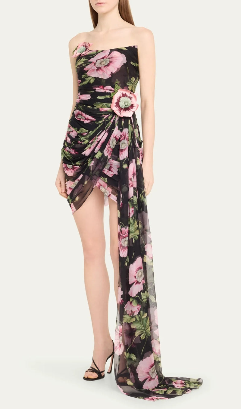 ARLISE FLOWER PRINTED MINI DRESS-Fashionslee