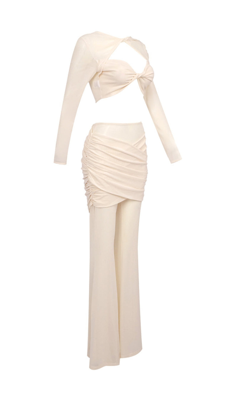 AETHWY BEIGE DRAPED TWO PIECE JUMPSUIT-Fashionslee