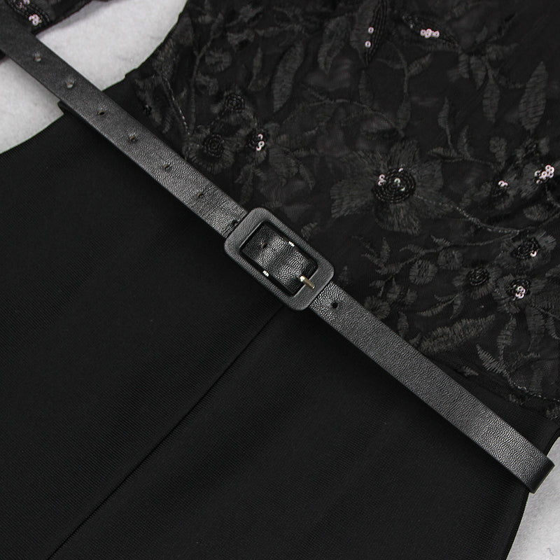 AEGLE BLACK LACE SEQUIN JUMPSUIT-Fashionslee