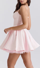 AUBERTA PINK STRAPPY MINI DRESS-Fashionslee