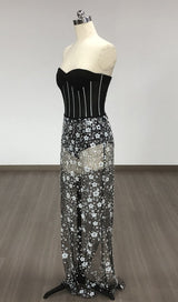 AUBRIELLA SEQUIN FLOWER SKIRT SET-Fashionslee