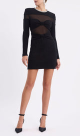 ARDELIS CRYSTAL NECKLINE MINI DRESS-Fashionslee