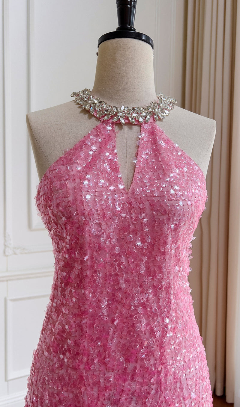 ASMA DIAMOND CHAIN SEQUIN DRESS-Fashionslee