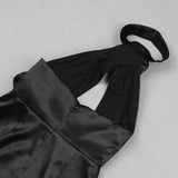 AKBAR BLACK HALTER FLOWER DRESS-Fashionslee