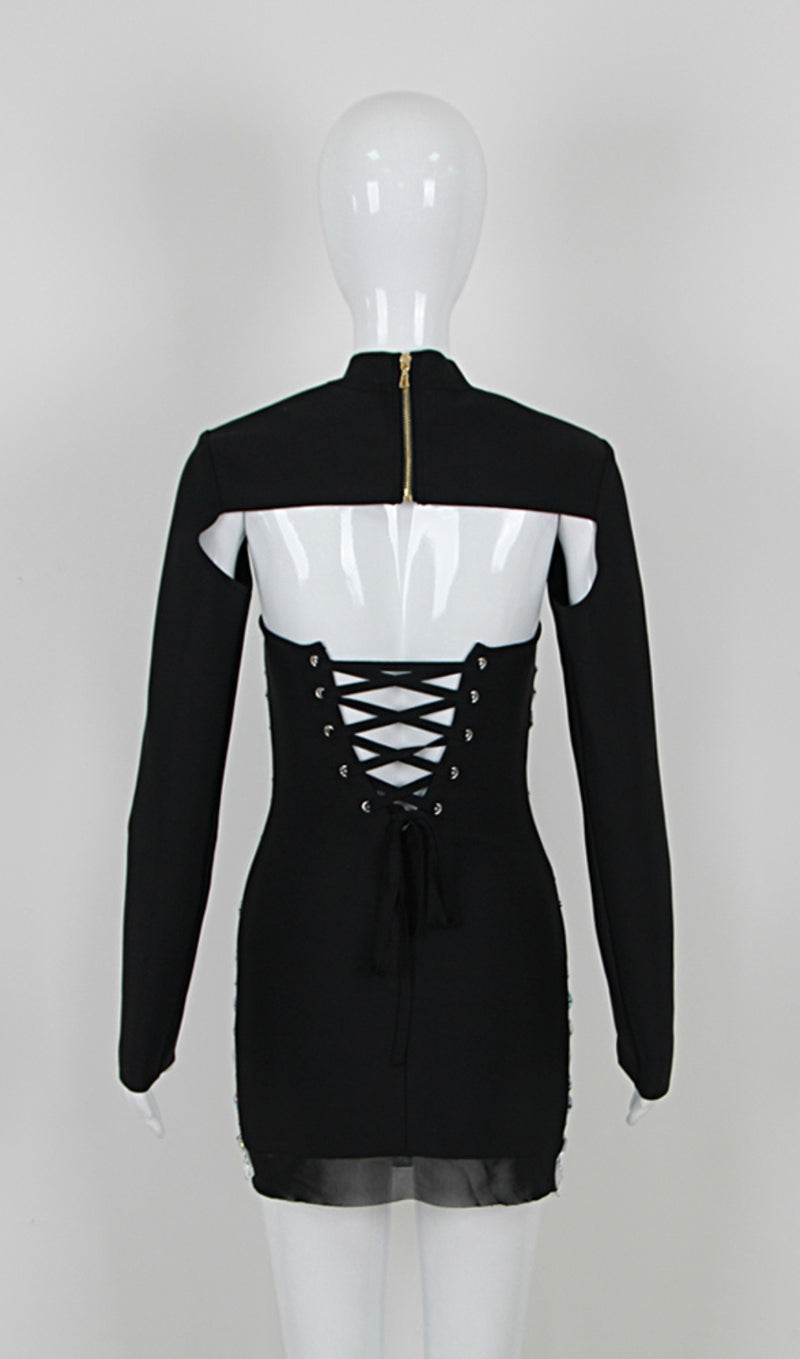 ALMIRA RHINESTONE BANDAGE DRESS WITH COVER UP-Fashionslee