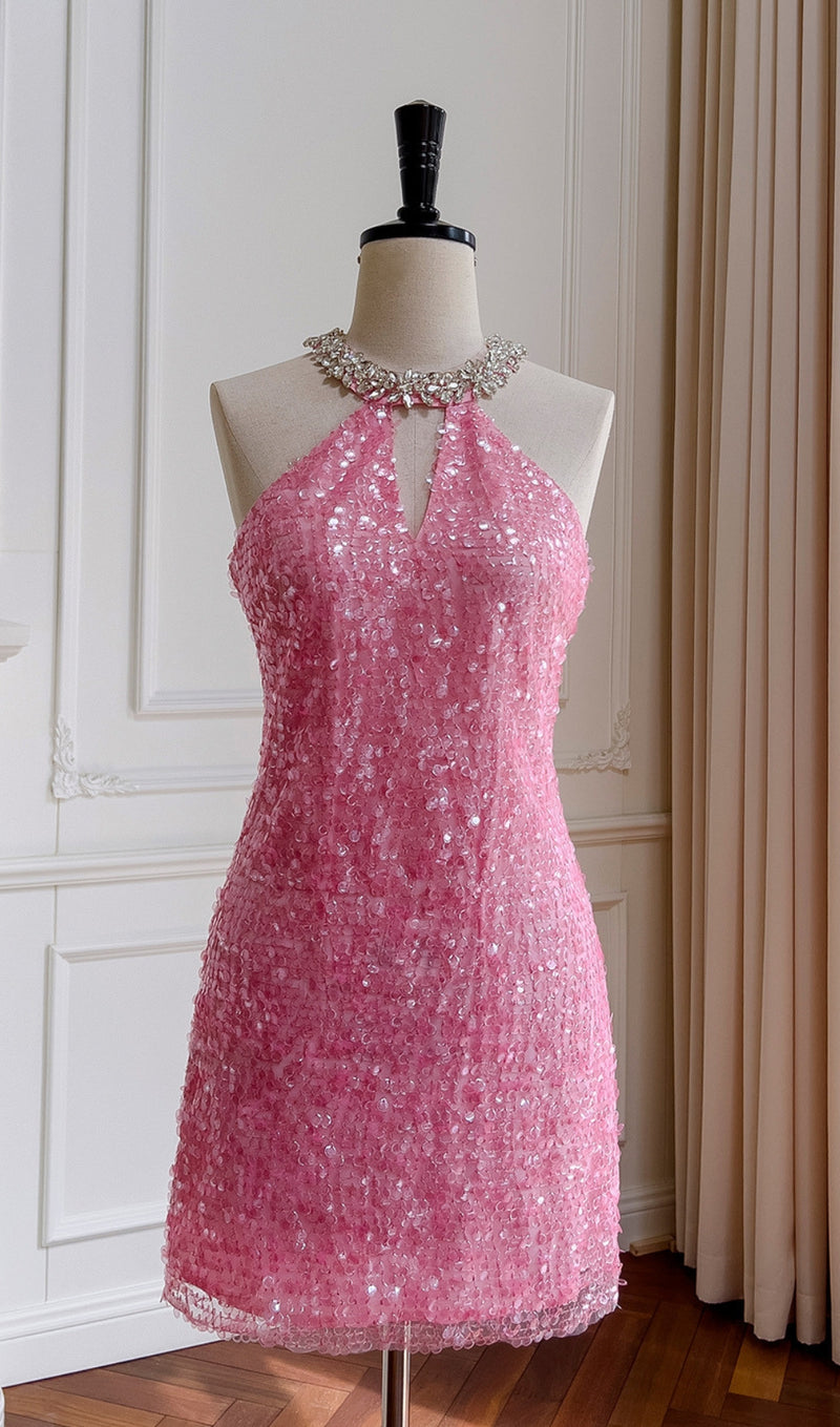 ASMA DIAMOND CHAIN SEQUIN DRESS-Fashionslee