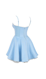AUBERTA BLUE STRAPPY MINI DRESS-Fashionslee