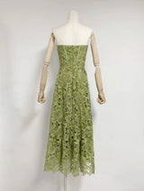 ARIS GREEN LACE BUSTIER MAXI DRESS-Fashionslee