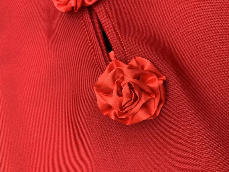 ASIM RED FLOWER EMBELLISHED MAXI DRESS-Fashionslee