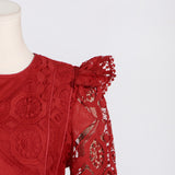 RUFFLED TIERED MINI DRESS IN RED-Fashionslee
