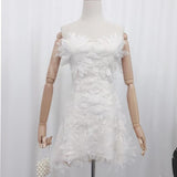 AINTZA WHITE FLORAL APPLIQUÉ MESH DRESS-Fashionslee