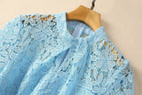 ARIAH BLUE LACE A LINE MIDI DRESS-Fashionslee