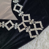 ANSA BLACK CUTOUT DIAMONDS MINI DRESS-Fashionslee