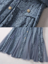 AUDRIANA BLUE LACE MIDI DRESS-Fashionslee