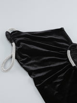 ABIBA BLACK HOLLOWOUT SLIT MAXI DRESS-Fashionslee