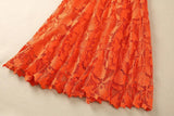 AAFJE ORANGE LACE MIDI DRESS-Fashionslee