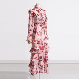 ALIA RUFFLE-TRIMMED FLORAL SILK MAXI DRESS-Fashionslee