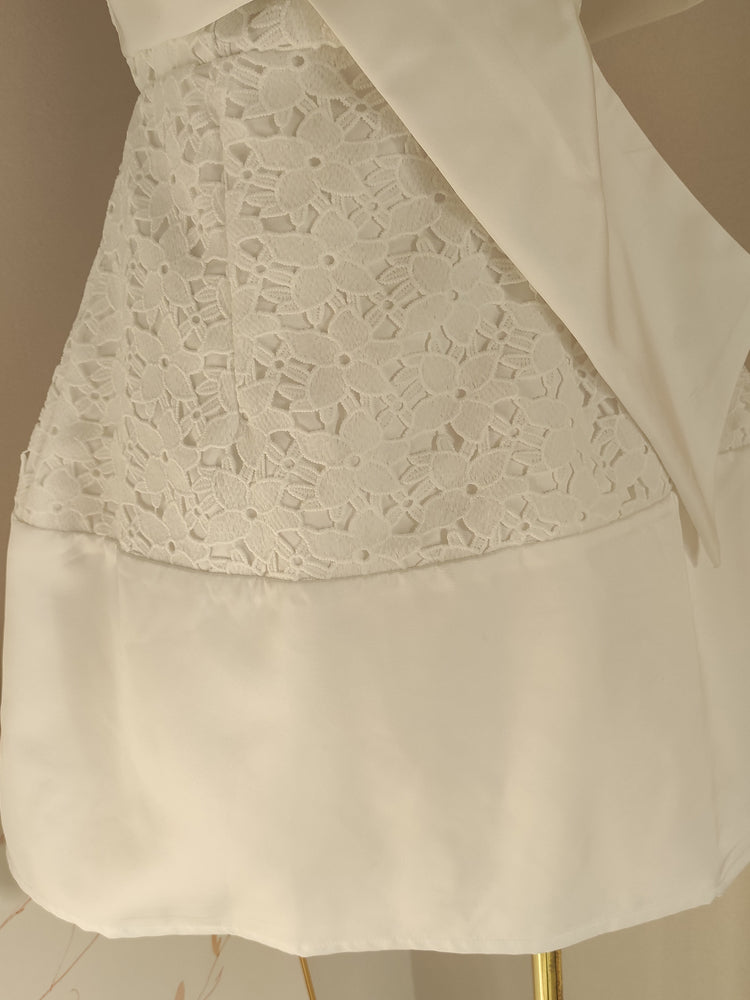 AKRITI WHITE HOLLOW LACE MINI DRESS-Fashionslee