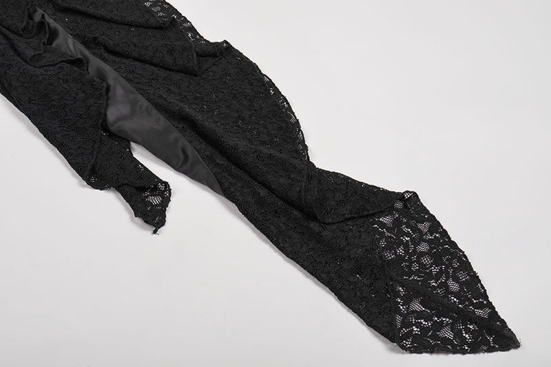 ALCINA BLACK LACE SATIN CORSET DRESS-Fashionslee
