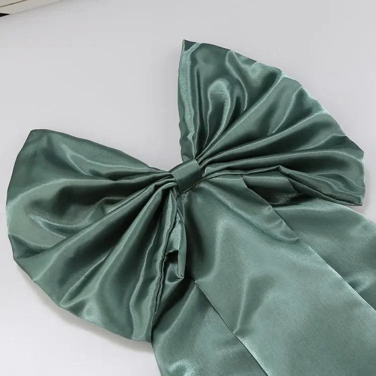 AKILINA GREEN BOW MINI DRESS-Fashionslee