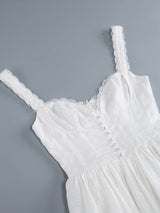ARNIA WHITE V-NECK MINI DRESS-Fashionslee