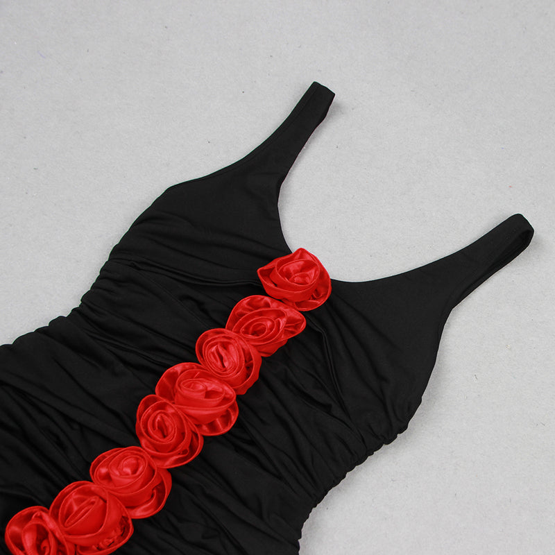 AMADA 3D ROSES FLOWER MINI DRESS-Fashionslee