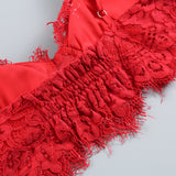 ARETHA RED LACE SUIT-Fashionslee