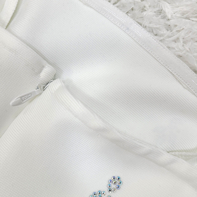 BANDEAU EMBELLISHED MIDI DRESS IN WHITE-Fashionslee
