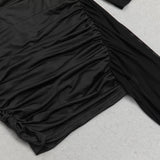 BLACK CUT OUT DRAPED SIDE BODYCON DRESS-Fashionslee