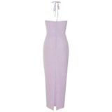 HALTER CUT OUT CORSET DRESS IN PURPLE-Fashionslee