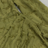 GREEN PUFF SLEEVE TIGHT SPLIT DRESS-Fashionslee